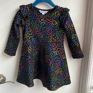 Pippa and Julie 2T black with foil dot long sleeve dress